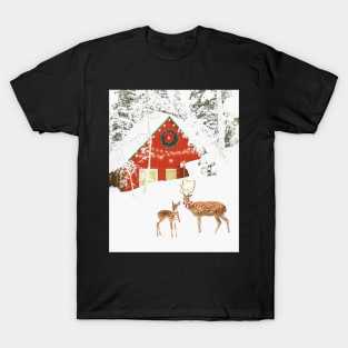 Christmas in the forest, Mother deer and fawn T-Shirt